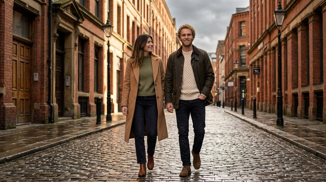 Ottilie and Jack walking through the Northern Quarter in Manchester