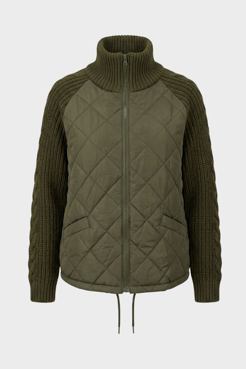 Women's Quilted Jacket | Ribbed Collar | on model