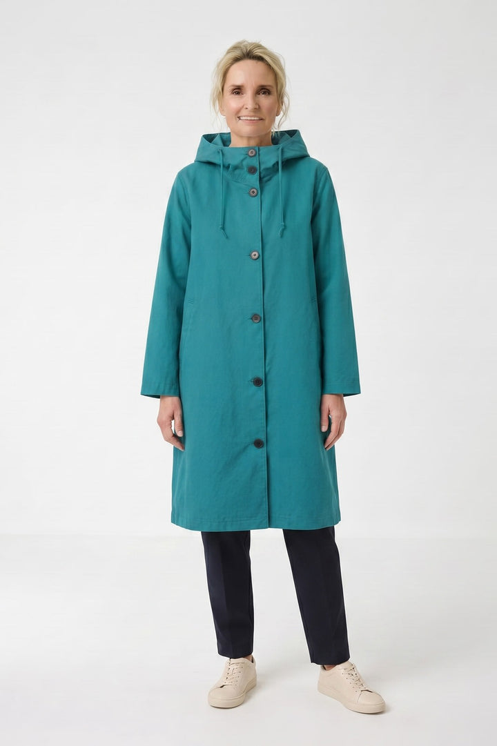 Women's Hooded Coat | A-Line Silhouette | on model