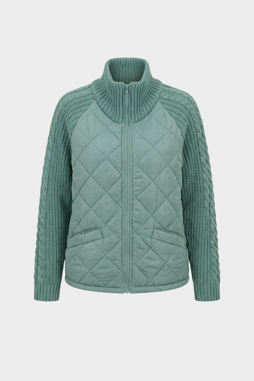 Women's Quilted Jacket | Ribbed Collar | Blue