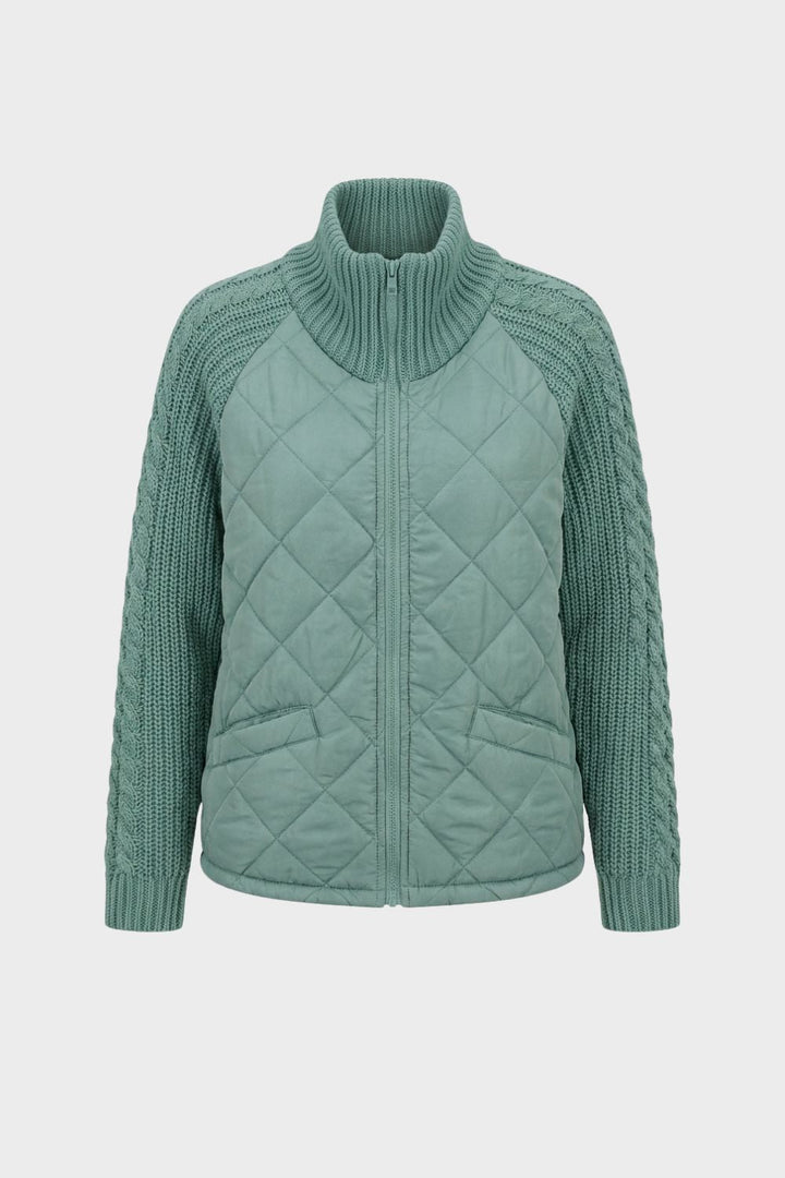 Women's Quilted Jacket | Ribbed Collar | Blue
