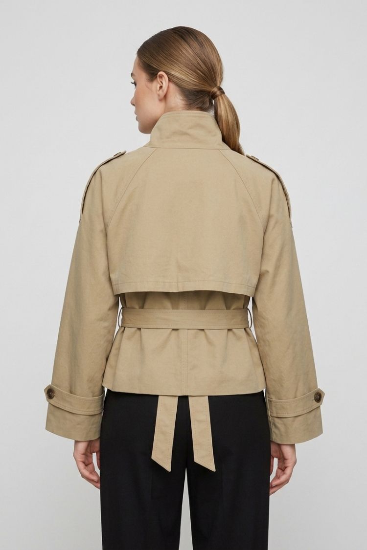 Women's Crop Trench Jacket | Belted | on model
