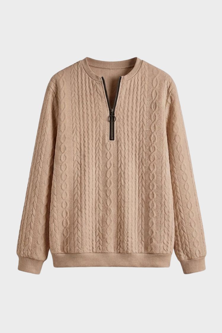 Women's Quarter-Zip Sweatshirt | Ribbed | Beige