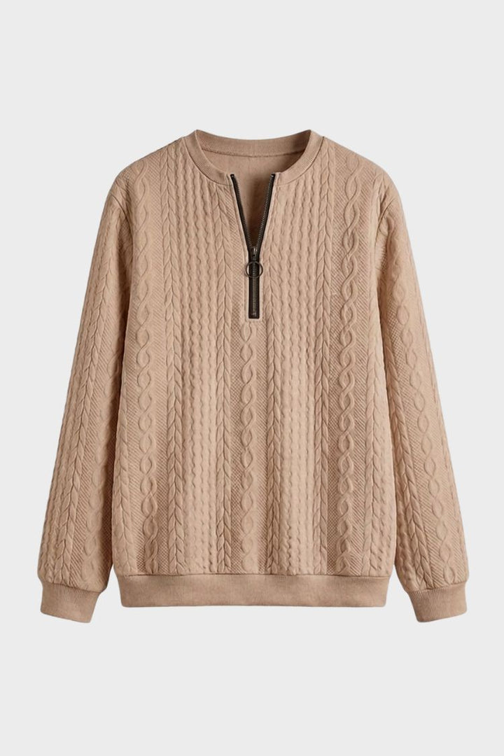 Women's Quarter-Zip Sweatshirt | Ribbed | Beige