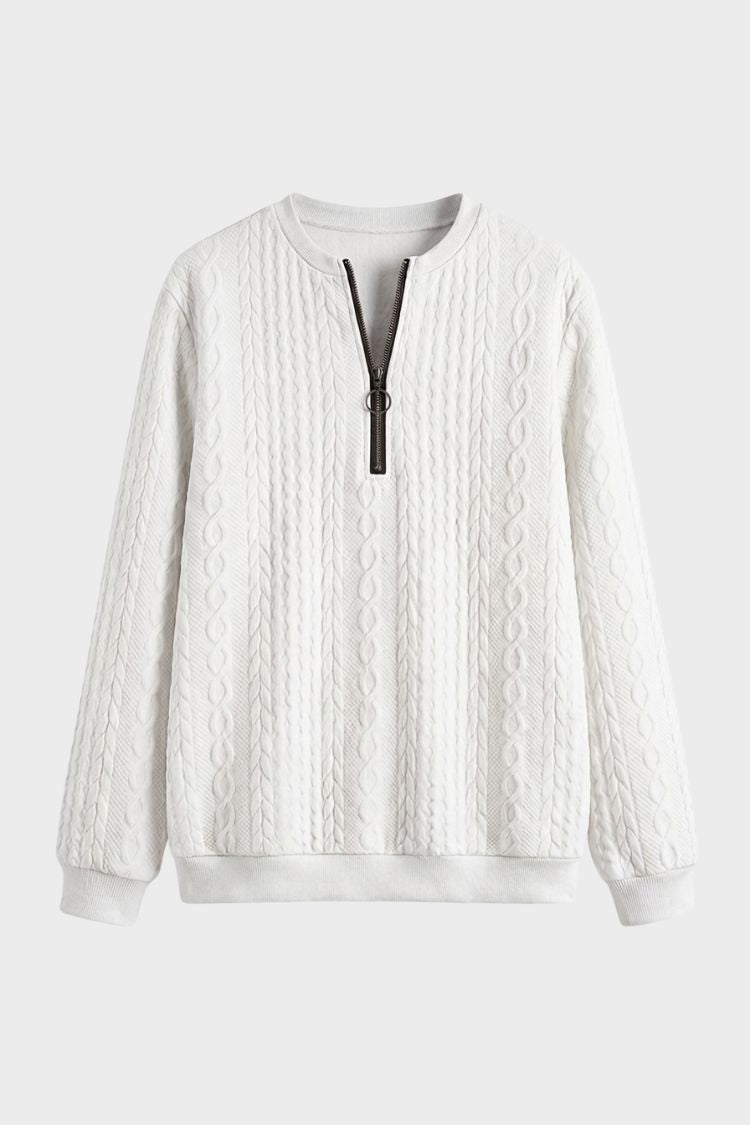 Women's Quarter-Zip Sweatshirt | Ribbed | White