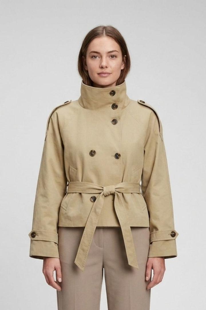 Women's Crop Trench Jacket | Belted | on model
