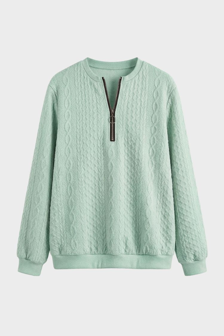 Women's Quarter-Zip Sweatshirt | Ribbed | Mint Green