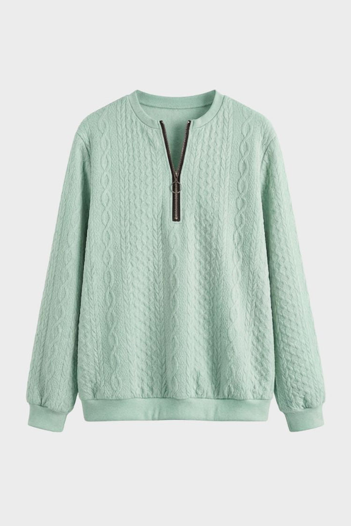 Women's Quarter-Zip Sweatshirt | Ribbed | Mint Green