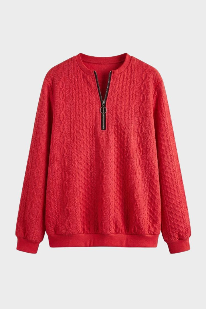 Women's Quarter-Zip Sweatshirt | Ribbed | Dark Red