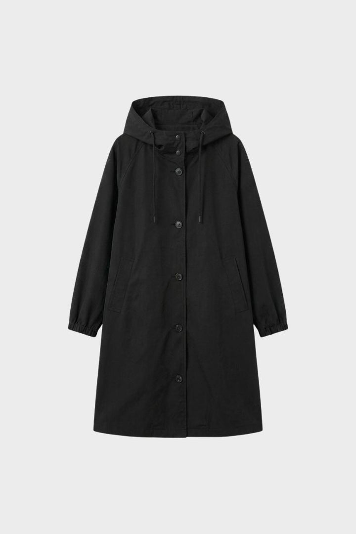 Women's Hooded Coat | A-Line Silhouette | Black