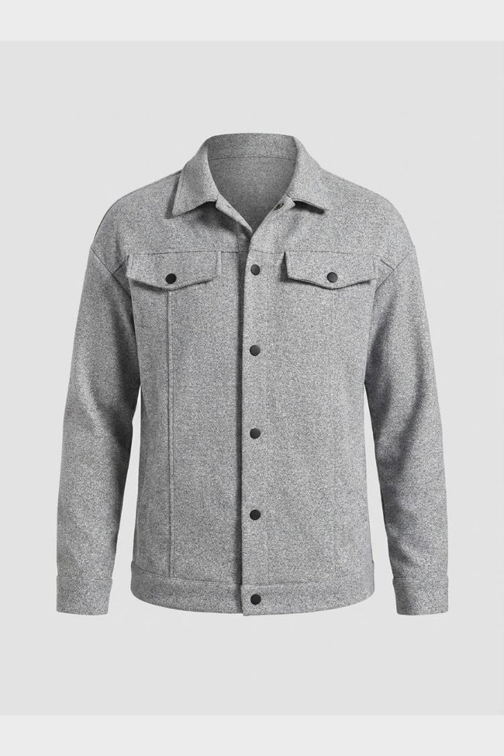 Men's Trucker Jacket | Snap Button Closure | on model