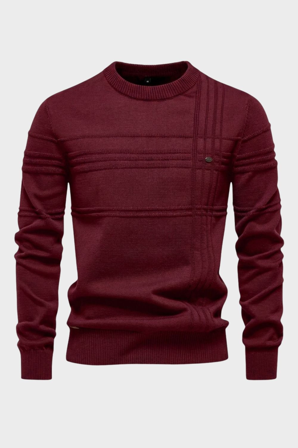Men's Striped Crew Sweater | Ribbed Trim | on model
