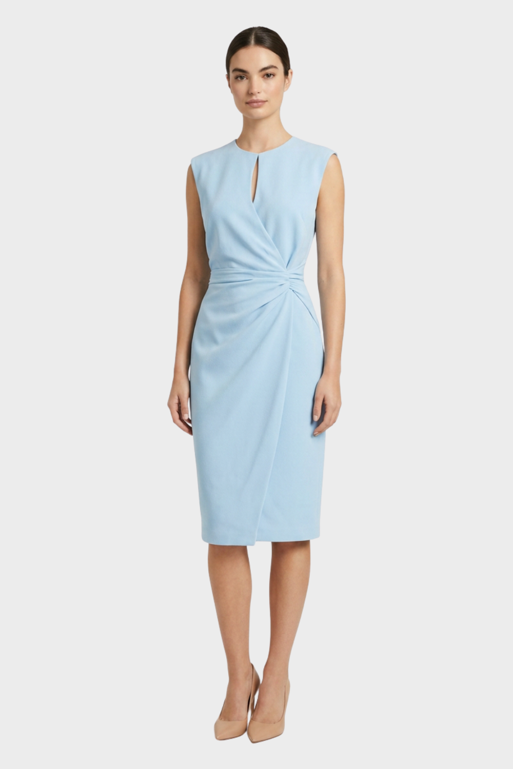 Women's Ruched Pencil Midi | Keyhole | on model