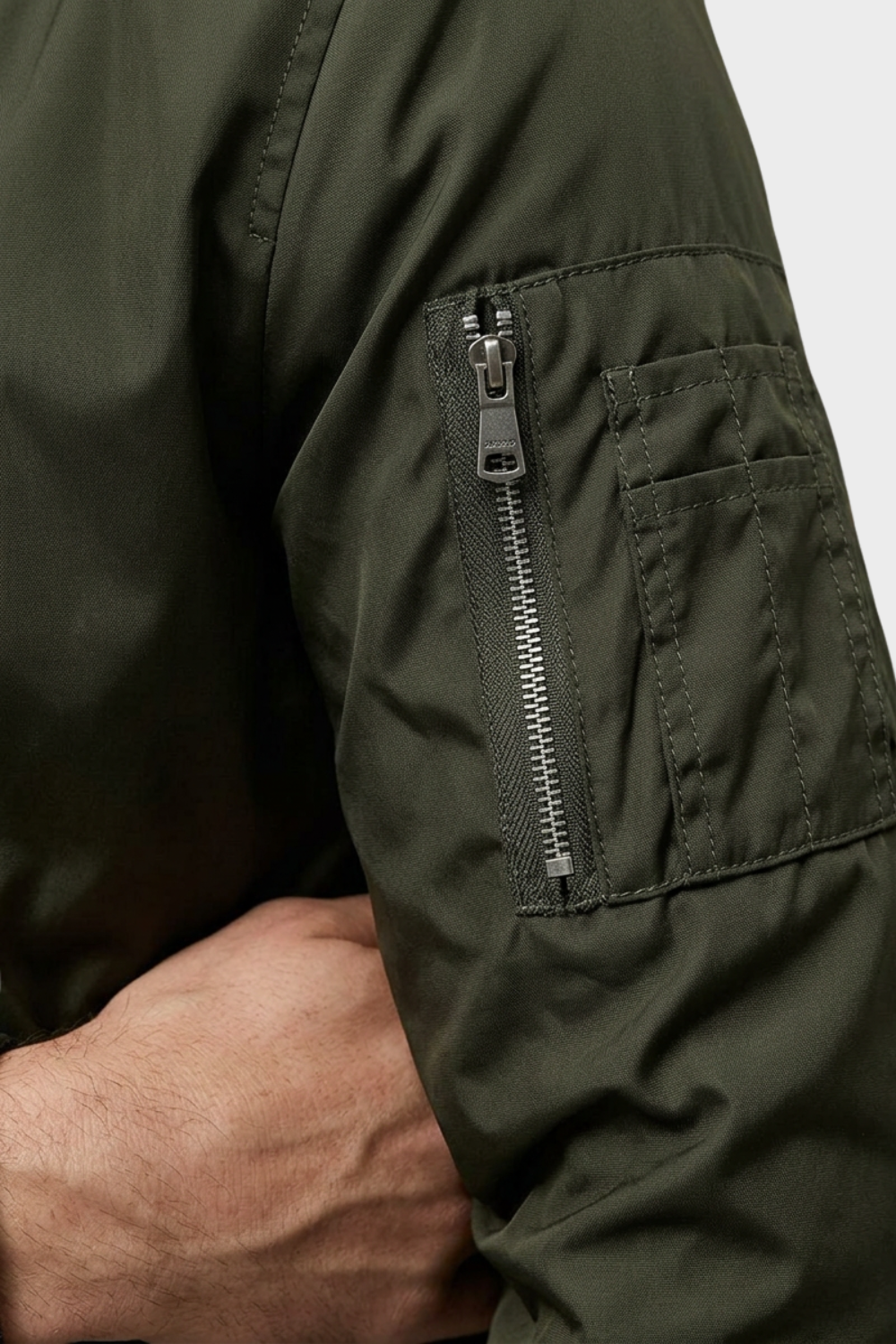 Men's Bomber Jacket with Zip and Stand-Up Collar | on model