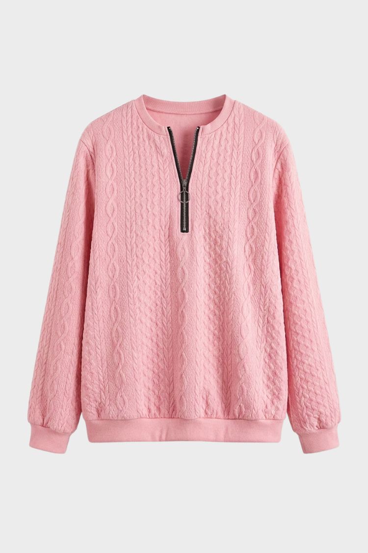 Women's Quarter-Zip Sweatshirt | Ribbed | Dusty Pink
