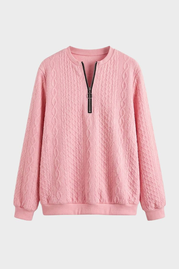 Women's Quarter-Zip Sweatshirt | Ribbed | Dusty Pink