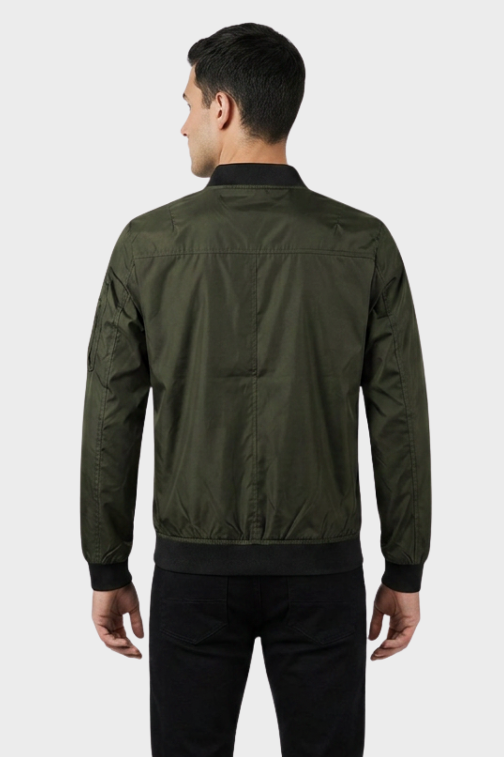 Men's Bomber Jacket with Zip and Stand-Up Collar | on model