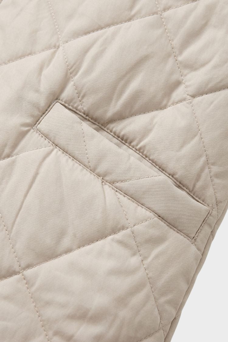 Women's Quilted Jacket | Ribbed Collar | on model