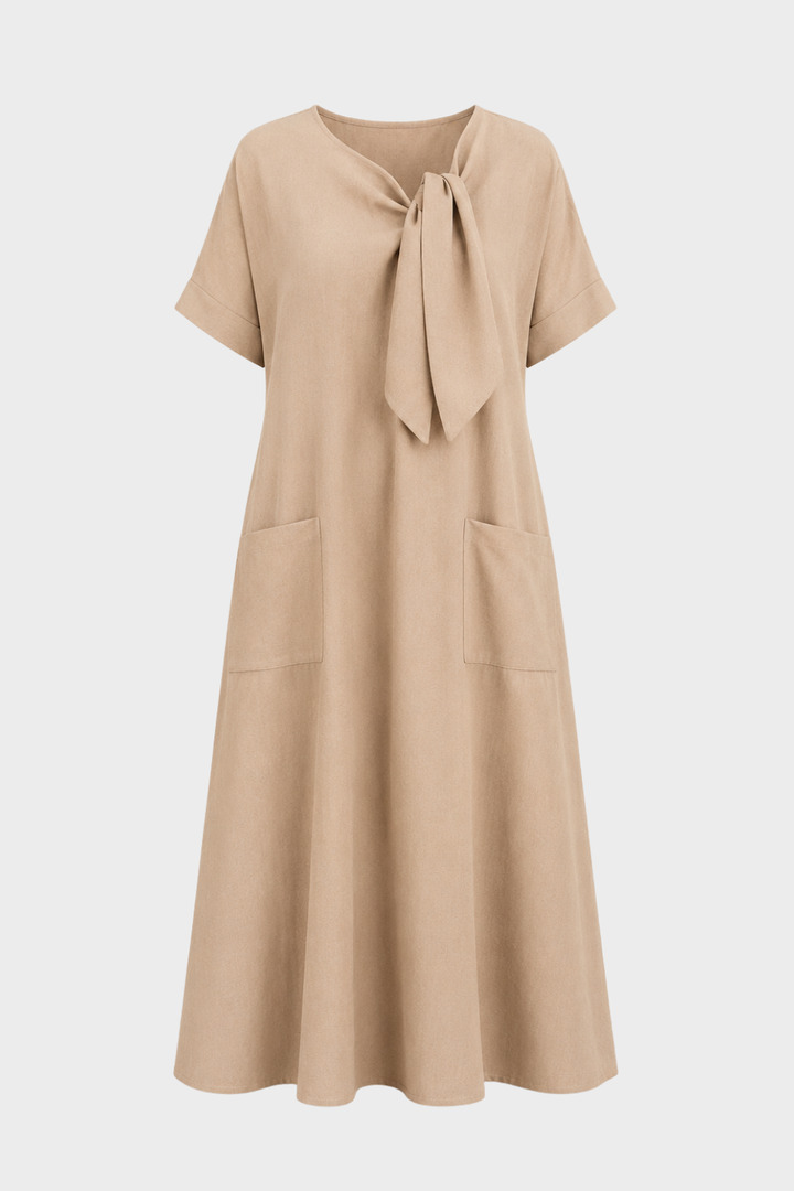 Women's Linen-Look Midi Dress | Knot | on model