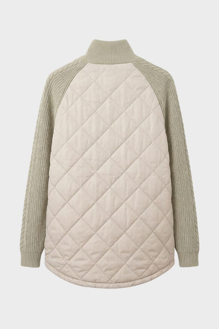 Women's Quilted Jacket | Ribbed Collar | on model