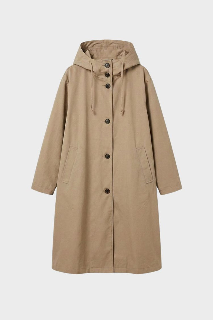 Women's Hooded Coat | A-Line Silhouette | Khaki