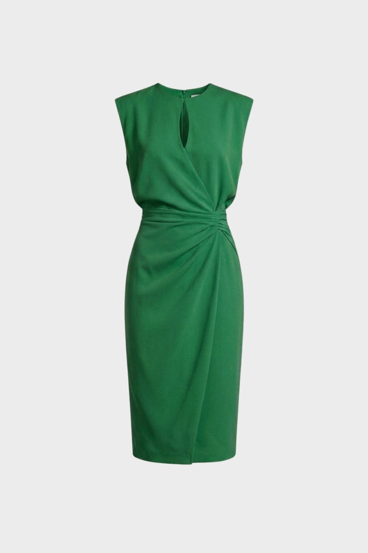 Women's Ruched Pencil Midi | Keyhole | Green