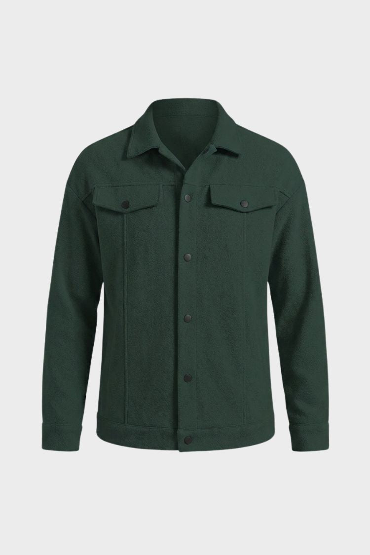Men's Trucker Jacket | Snap Button Closure | on model