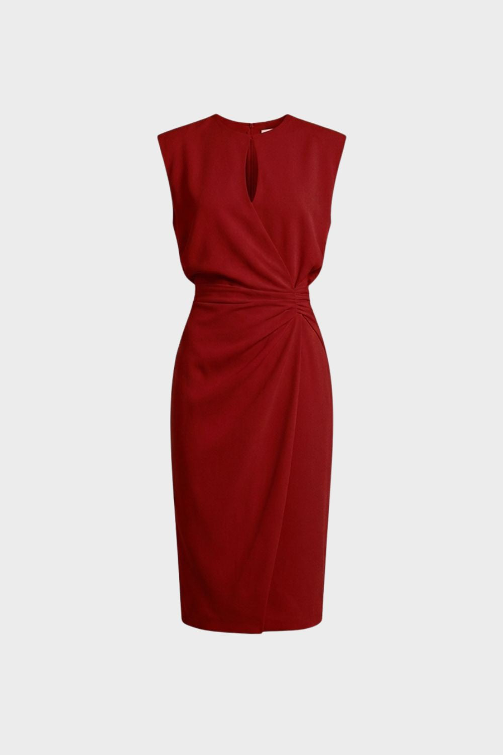 Women's Ruched Pencil Midi | Keyhole | Red