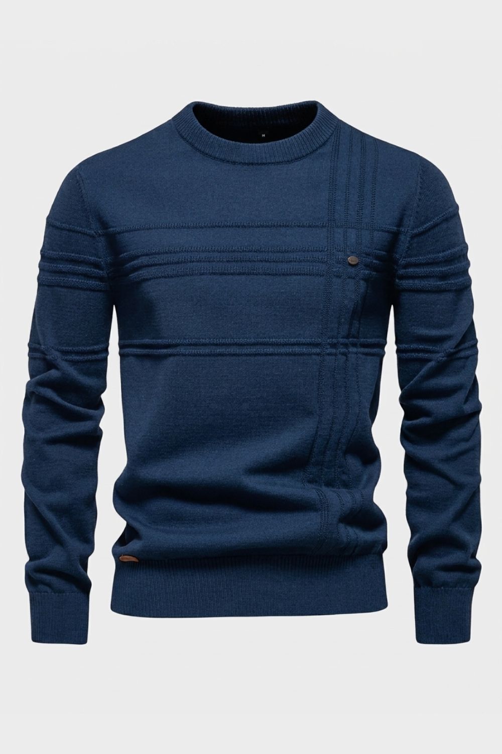 Men's Striped Crew Sweater | Ribbed Trim | on model
