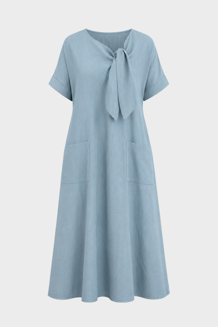 Women's Linen-Look Midi Dress | Knot | on model