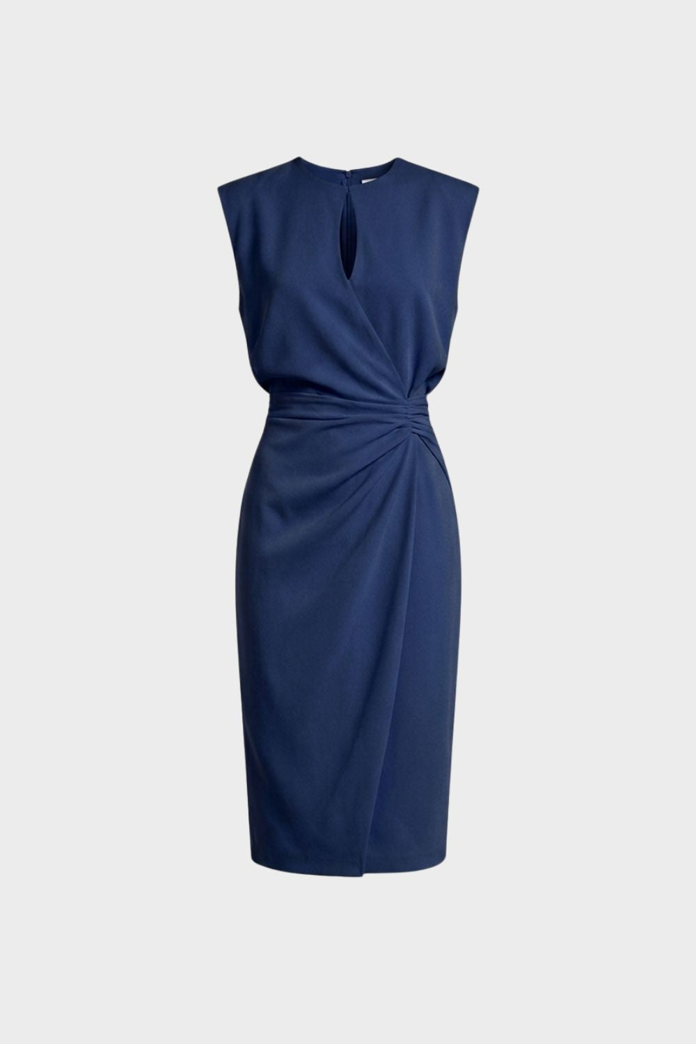 Women's Ruched Pencil Midi | Keyhole | Navy Blue