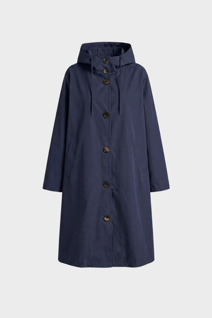 Women's Hooded Coat | A-Line Silhouette | Navy