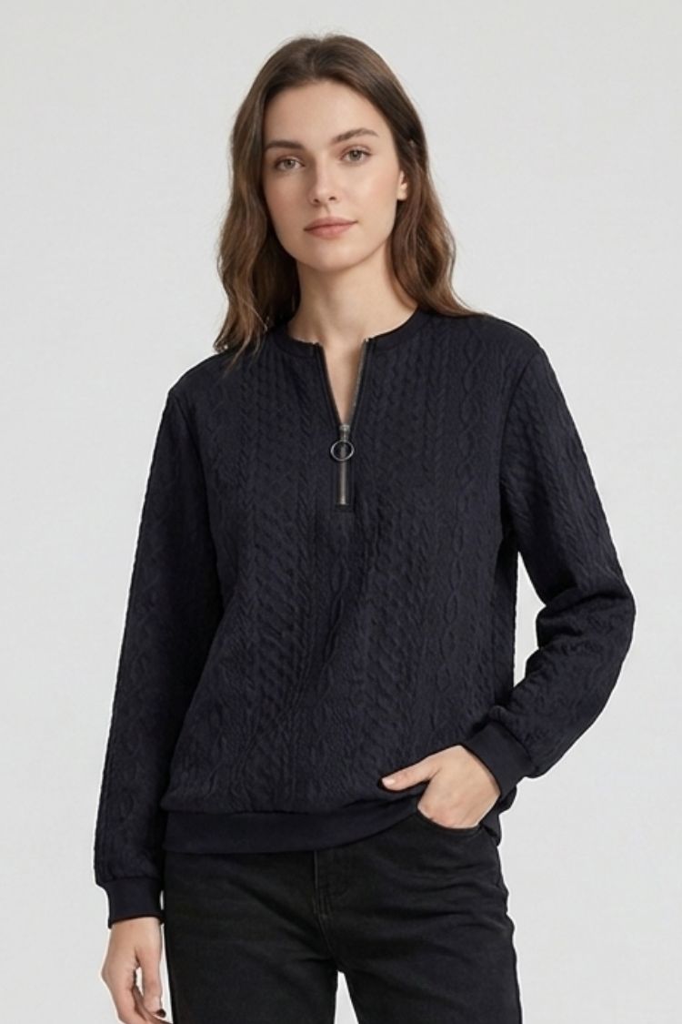 Women's Quarter-Zip Sweatshirt | Ribbed | on model