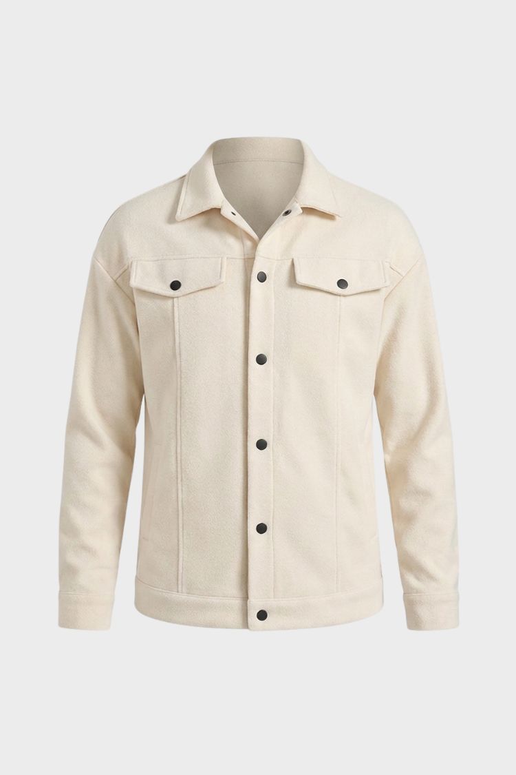 Men's Trucker Jacket | Snap Button Closure | Beige