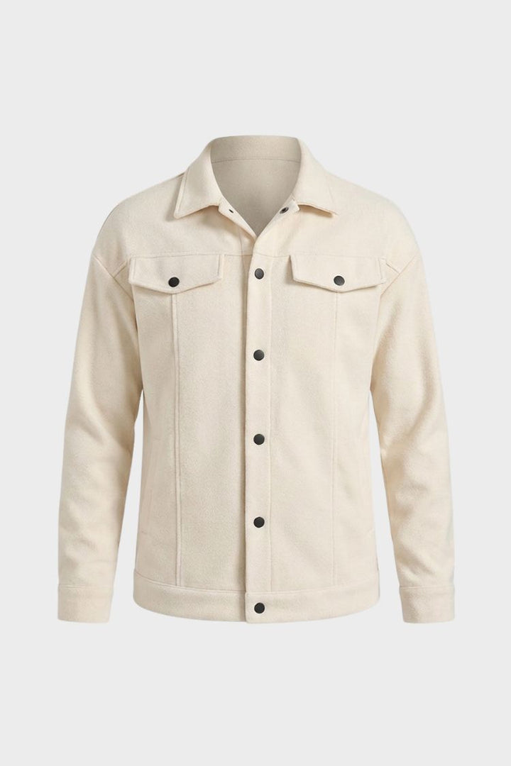 Men's Trucker Jacket | Snap Button Closure | Beige