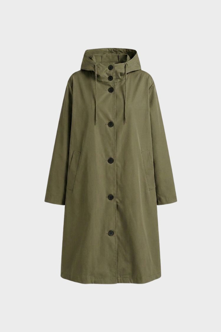 Women's Hooded Coat | A-Line Silhouette | Green