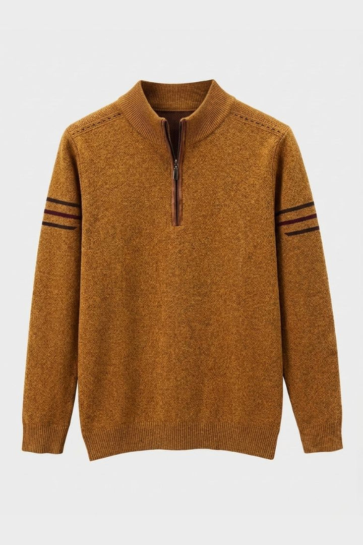 Men's Quarter-Zip Sweater | Stand Collar | Yellow