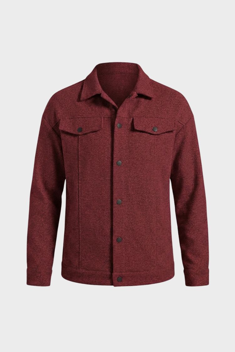 Men's Trucker Jacket | Snap Button Closure | Red