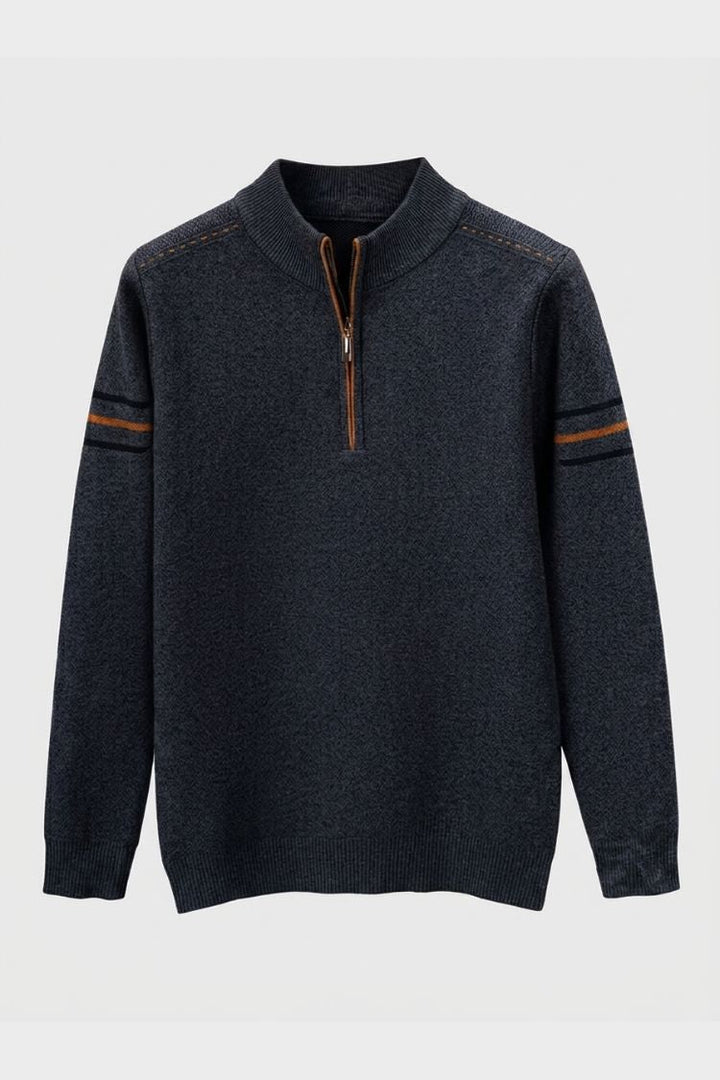 Men's Quarter-Zip Sweater | Stand Collar | Grey