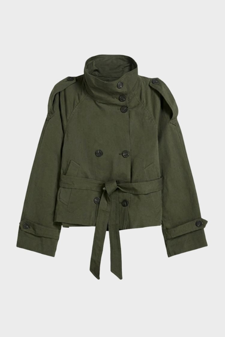 Women's Crop Trench Jacket | Belted | on model