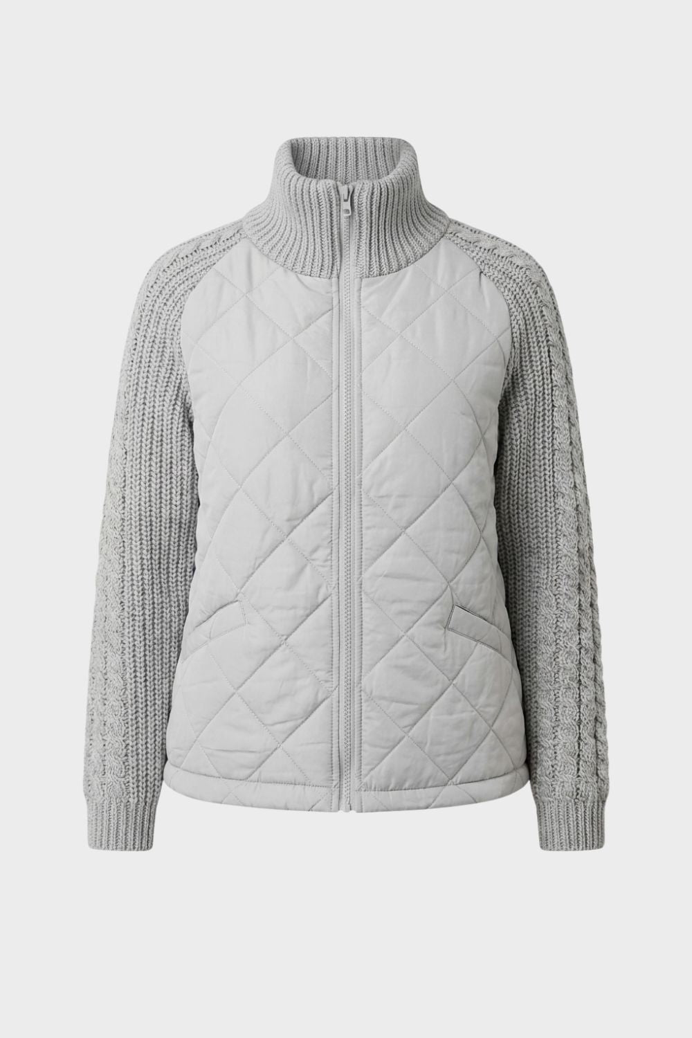 Women's Quilted Jacket | Ribbed Collar | Grey