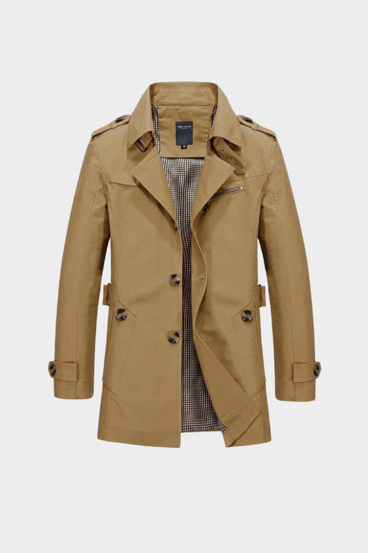 Men's Field Jacket | Double-Breasted | Brown