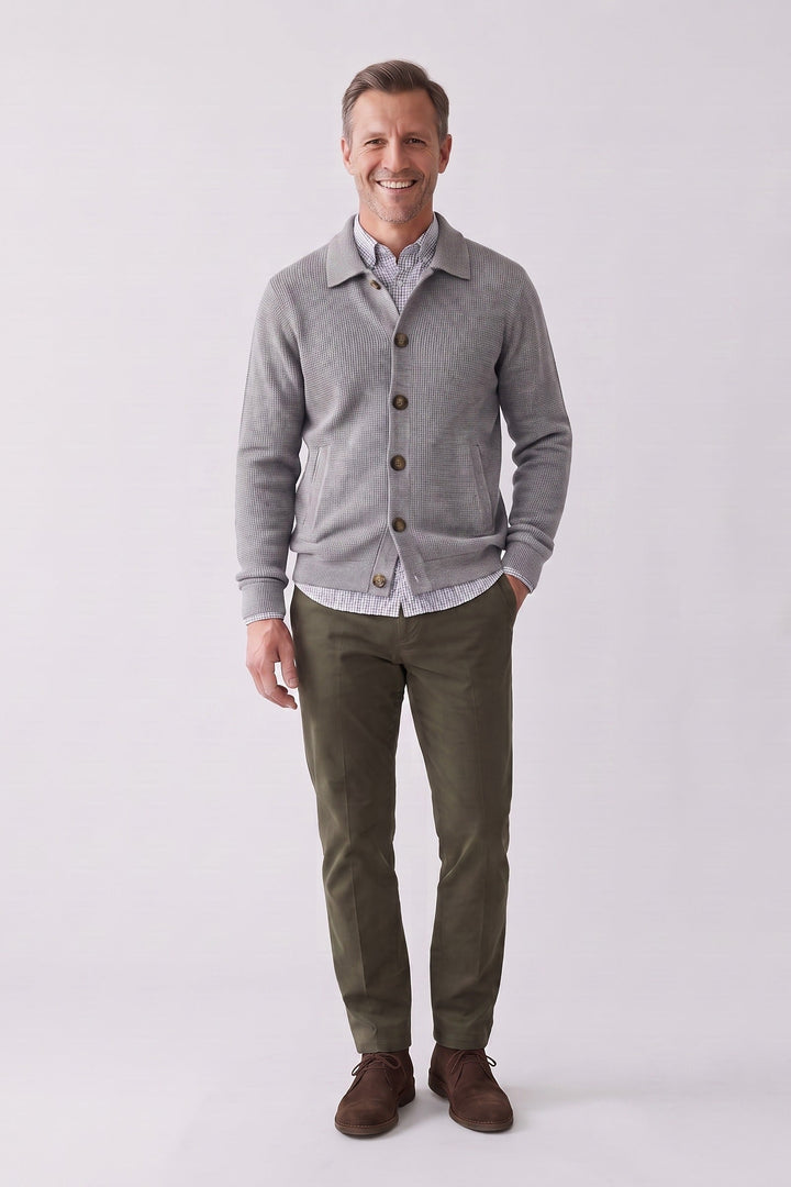 Men's Point Collar Jacket | Button-Front | on model