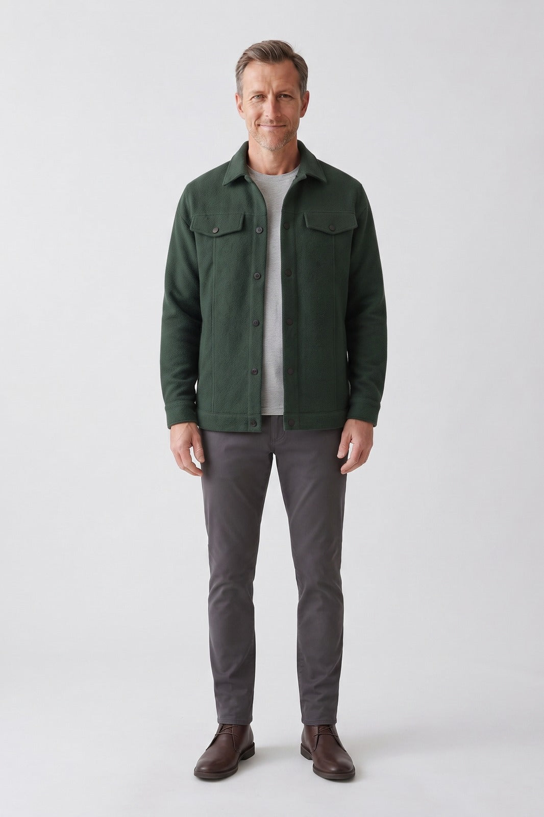Men's Trucker Jacket | Snap Button Closure | on model