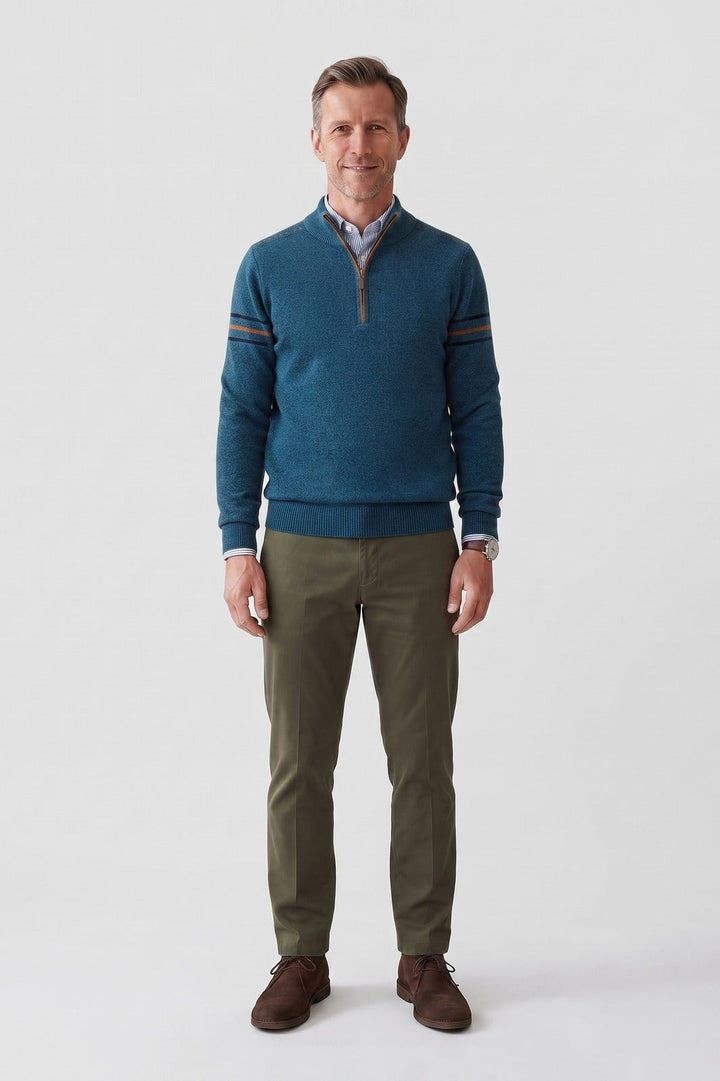 Men's Quarter-Zip Sweater | Stand Collar | on model