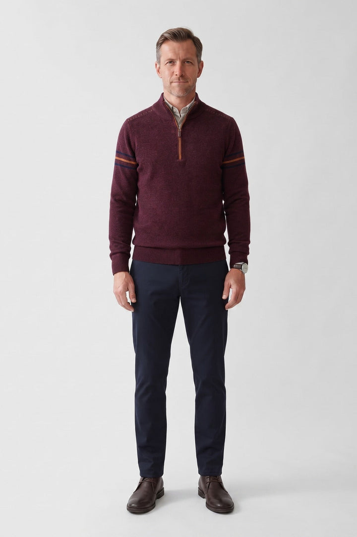 Men's Quarter-Zip Sweater | Stand Collar | on model