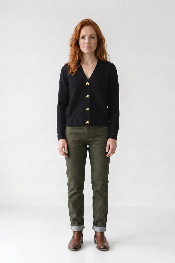 Women's Cropped Cardigan | V-Neck | on model