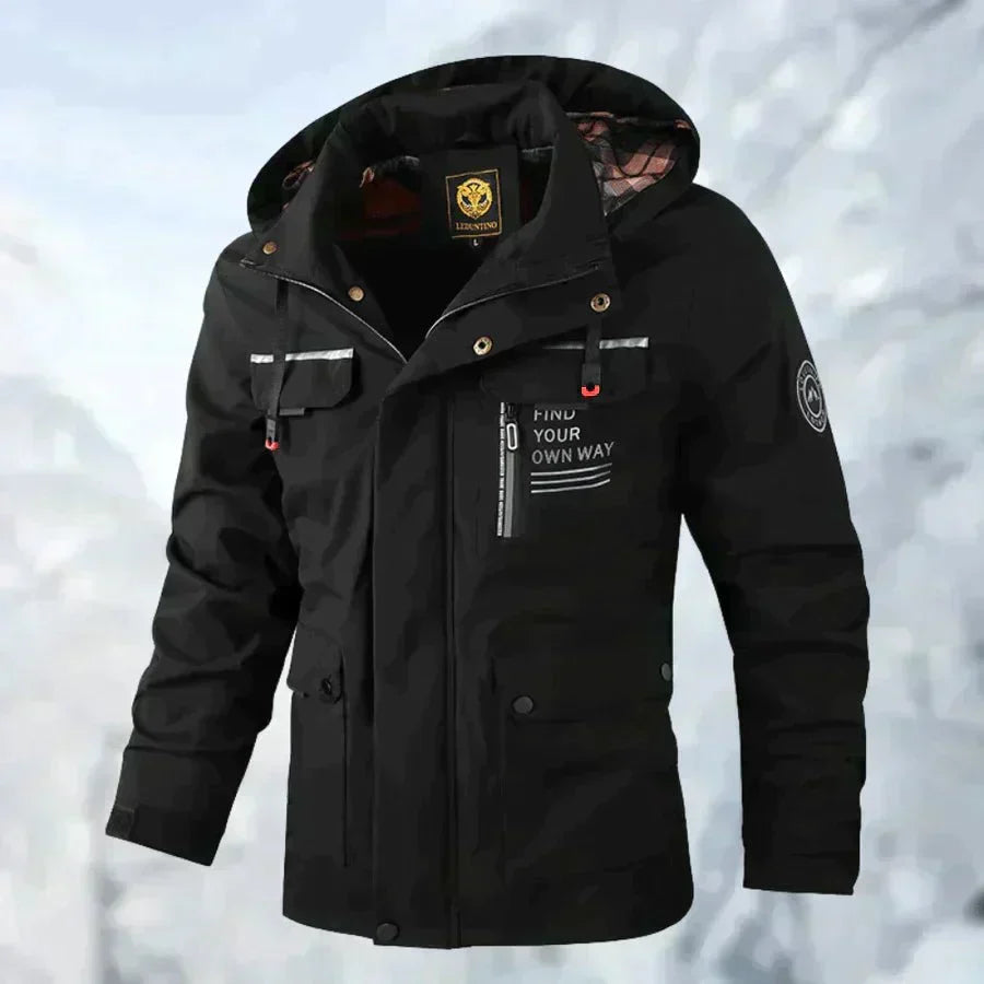 Men's hooded jacket, utility zip front winter jacket, view 5