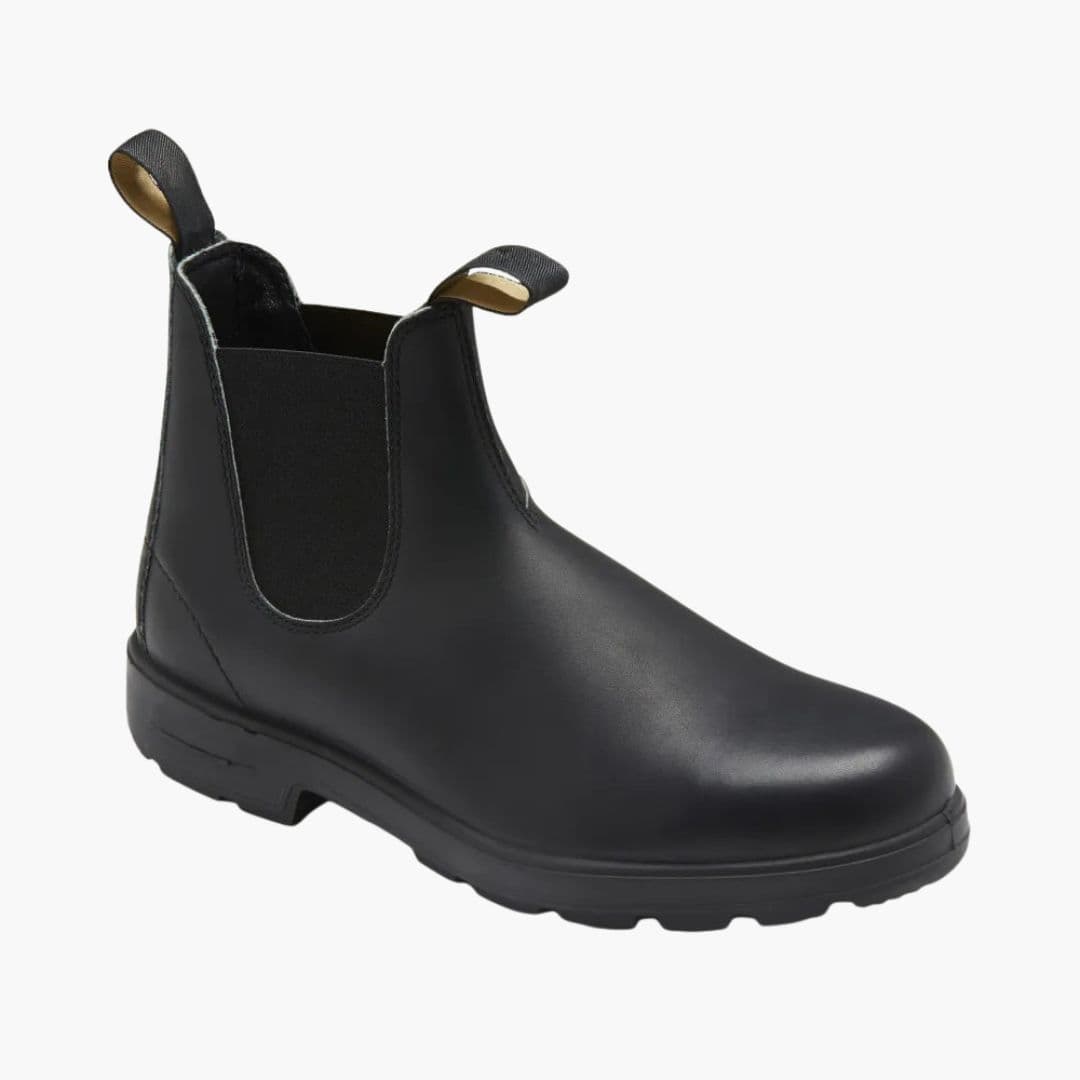 Men's Chelsea boots in black, slip on with elastic side panels and pull tabs