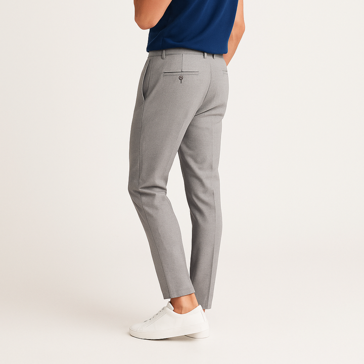 Men's chino trousers, slim fit tapered smart, view 3